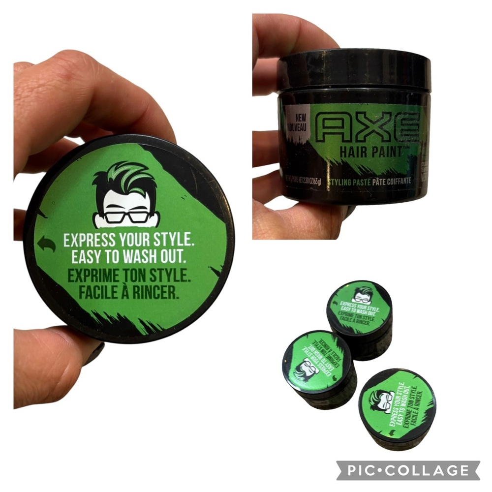 Lot of three Men’s Axe Hair Paint Temporary‎ Coloring Style Paste Green